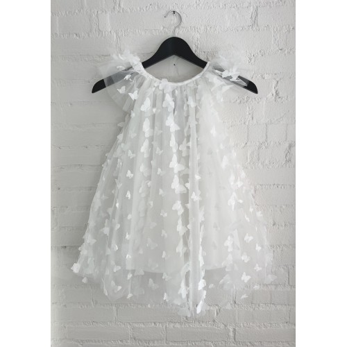 Dolly By Le Petit Tom Φόρεμα Allover Buterflies Tutu White 1-3y (48976)