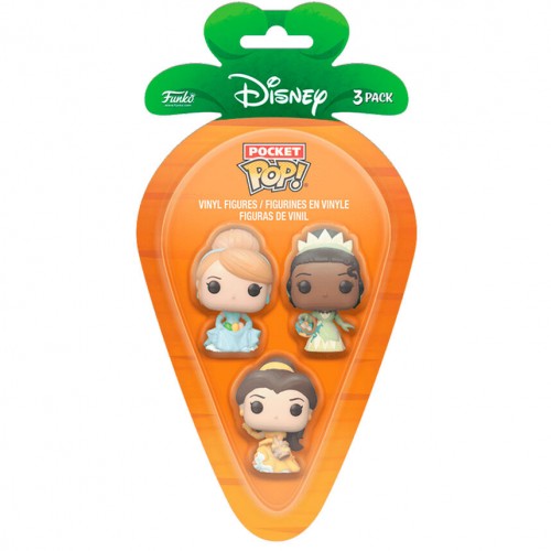 Funko Carrot Pocket Pop! Disney Princess Cinderella, Tiana, Bella (76443)