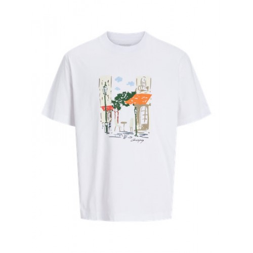 Jack and Jones Jormanchester Sketch Tee Shirt Bright White (12274899)