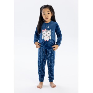 Minoti Πυτζάμες Owl Blue Velour (20PJ1)