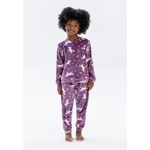 Minoti Πυτζάμες Unicorns Purple Velour (20PJ3)