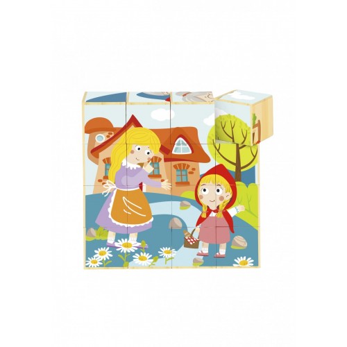 Tooky Toy Puzzle Κύβοι 16τεμ Κοκκινοσκουφίτσα (TF456)