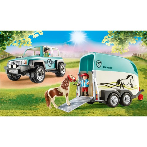 Playmobil Όχημα με Τρέιλερ Μεταφοράς Πόνυ (70511)