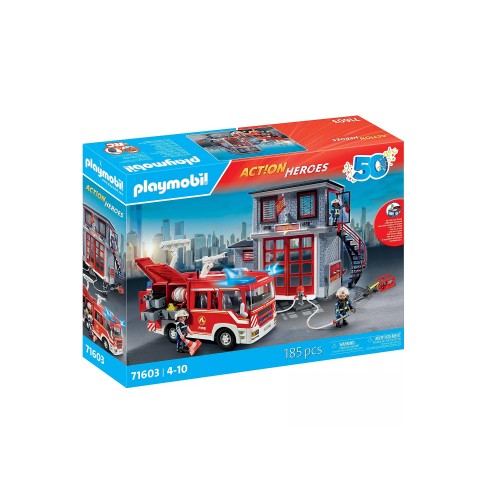 Playmobil Αρχηγείο και Όχημα Πυροσβεστικής (71603)