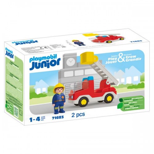 Playmobil Junior - Πυροσβέστης με κλιμακοφόρο όχημα (71683)