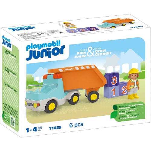 Playmobil Junior - Ανατρεπόμενο Φορτηγό με εργάτη (71685)