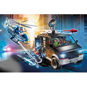 Playmobil Αστυνομικό Ελικόπτερο και Ληστές με Βαν (70575)