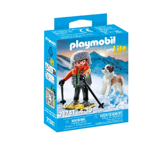 Playmobil Pet Collection -Ορειβάτης με σκύλο του Αγίου Βερνάρδου (71741)