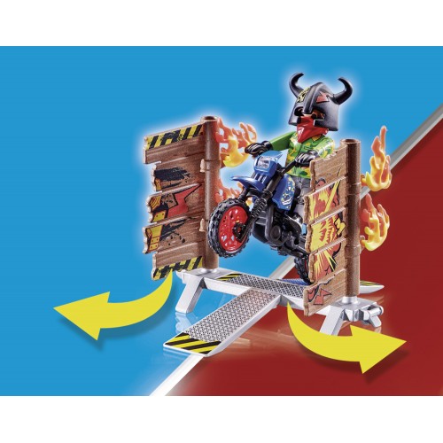 Playmobil Stunt Show Μηχανή Motocross Με Φλεγόμενο Τοίχο (70553)